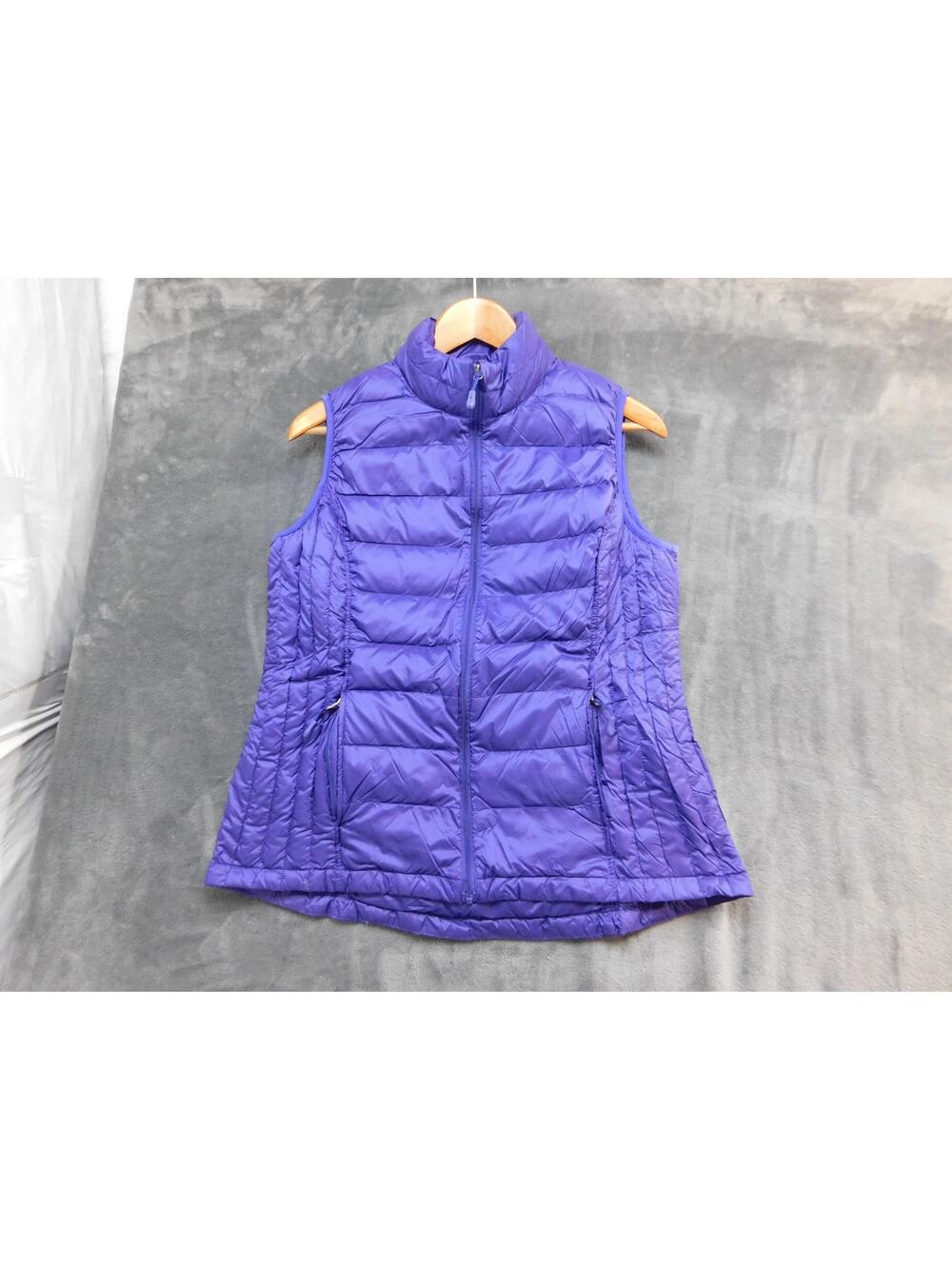 HEATKEEP Vest Womens Large Purple Down Puffer Quilted Full Zip Nylon Lightweight